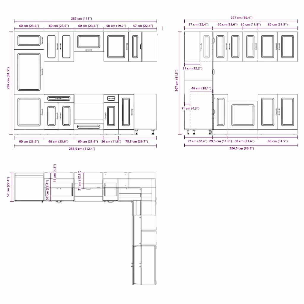 vidaXL 14 Piece Kitchen Cabinet Set Kalmar Old Wood Engineered Wood