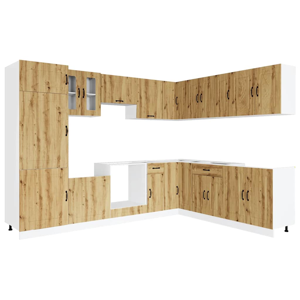 vidaXL 14 Piece Kitchen Cabinet Set Kalmar Artisan Oak Engineered Wood