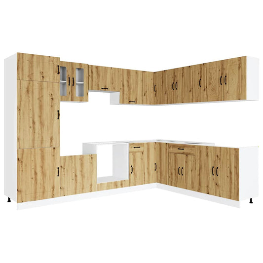vidaXL 14 Piece Kitchen Cabinet Set Kalmar Artisan Oak Engineered Wood