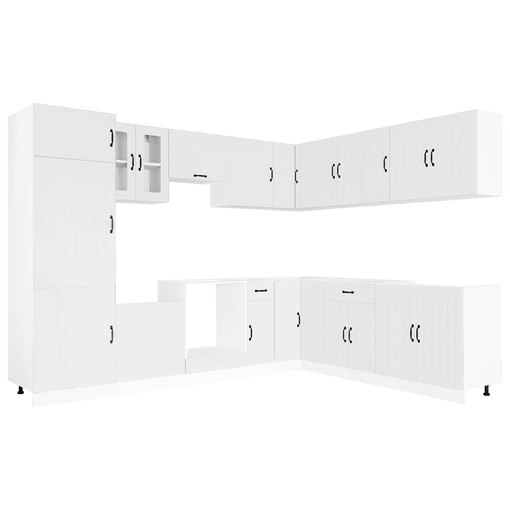 vidaXL 14 Piece Kitchen Cabinet Set Lucca White Engineered Wood
