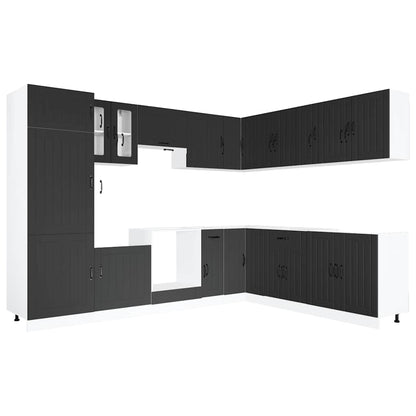 vidaXL 14 Piece Kitchen Cabinet Set Lucca Black Engineered Wood