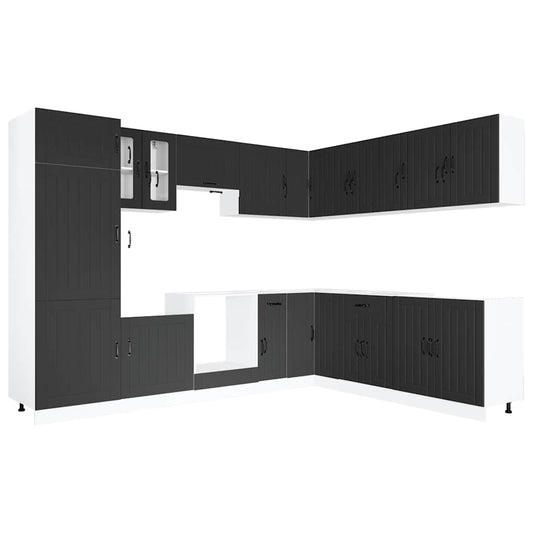 vidaXL 14 Piece Kitchen Cabinet Set Lucca Black Engineered Wood