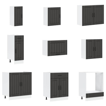 vidaXL 14 Piece Kitchen Cabinet Set Lucca Black Engineered Wood