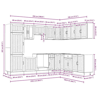 vidaXL 14 Piece Kitchen Cabinet Set Lucca Black Engineered Wood