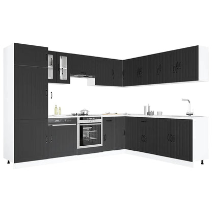 vidaXL 14 Piece Kitchen Cabinet Set Lucca Black Engineered Wood
