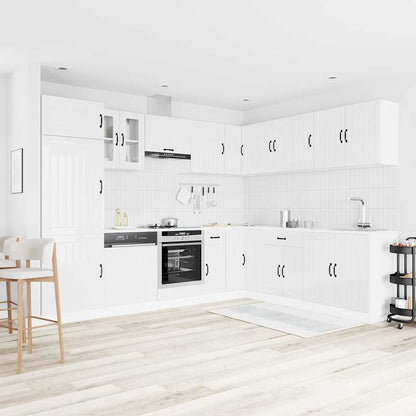 vidaXL 14 Piece Kitchen Cabinet Set Lucca Gloss White Engineered Wood