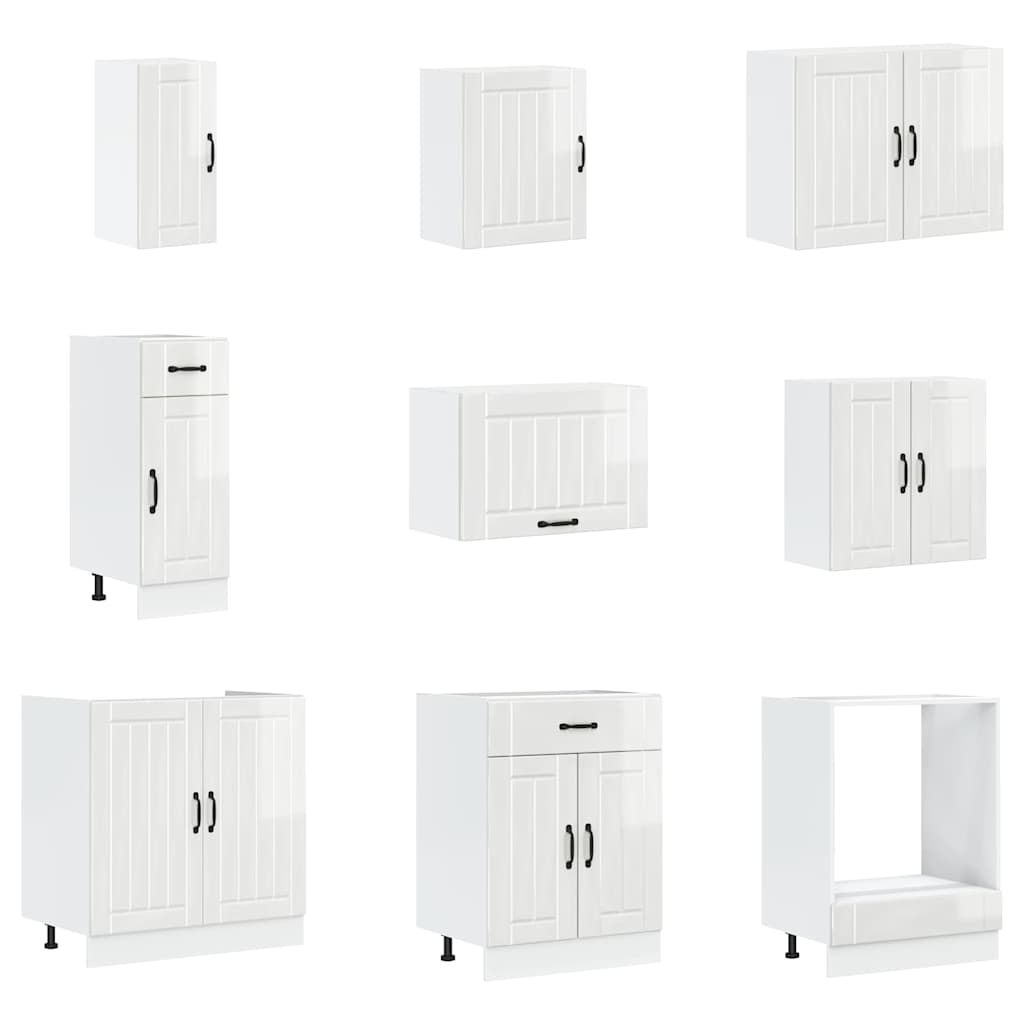 vidaXL 14 Piece Kitchen Cabinet Set Lucca Gloss White Engineered Wood