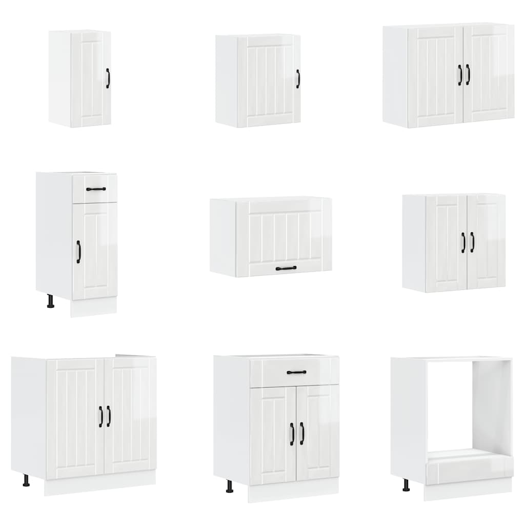 vidaXL 14 Piece Kitchen Cabinet Set "Lucca" Gloss White Engineered Wood