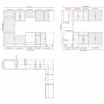 vidaXL 14 Piece Kitchen Cabinet Set Lucca Gloss White Engineered Wood