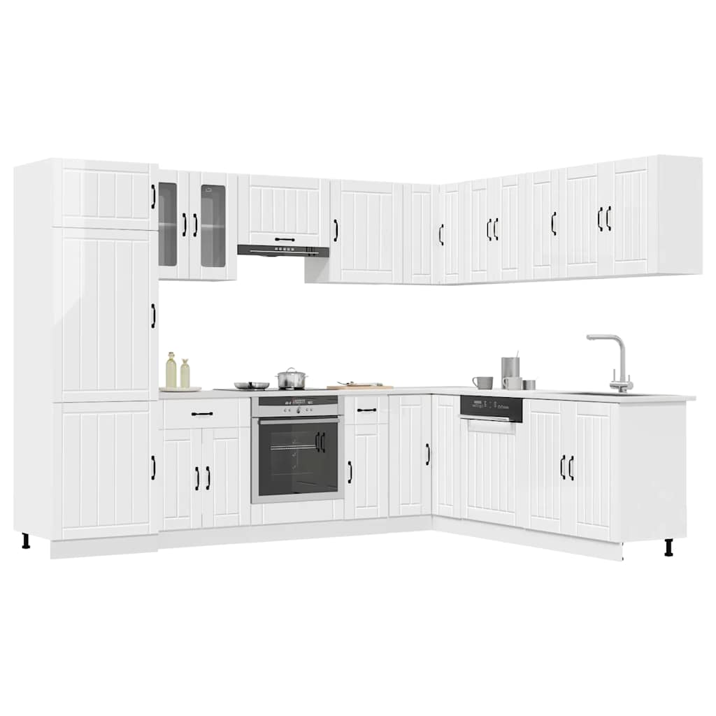 vidaXL 14 Piece Kitchen Cabinet Set "Lucca" Gloss White Engineered Wood