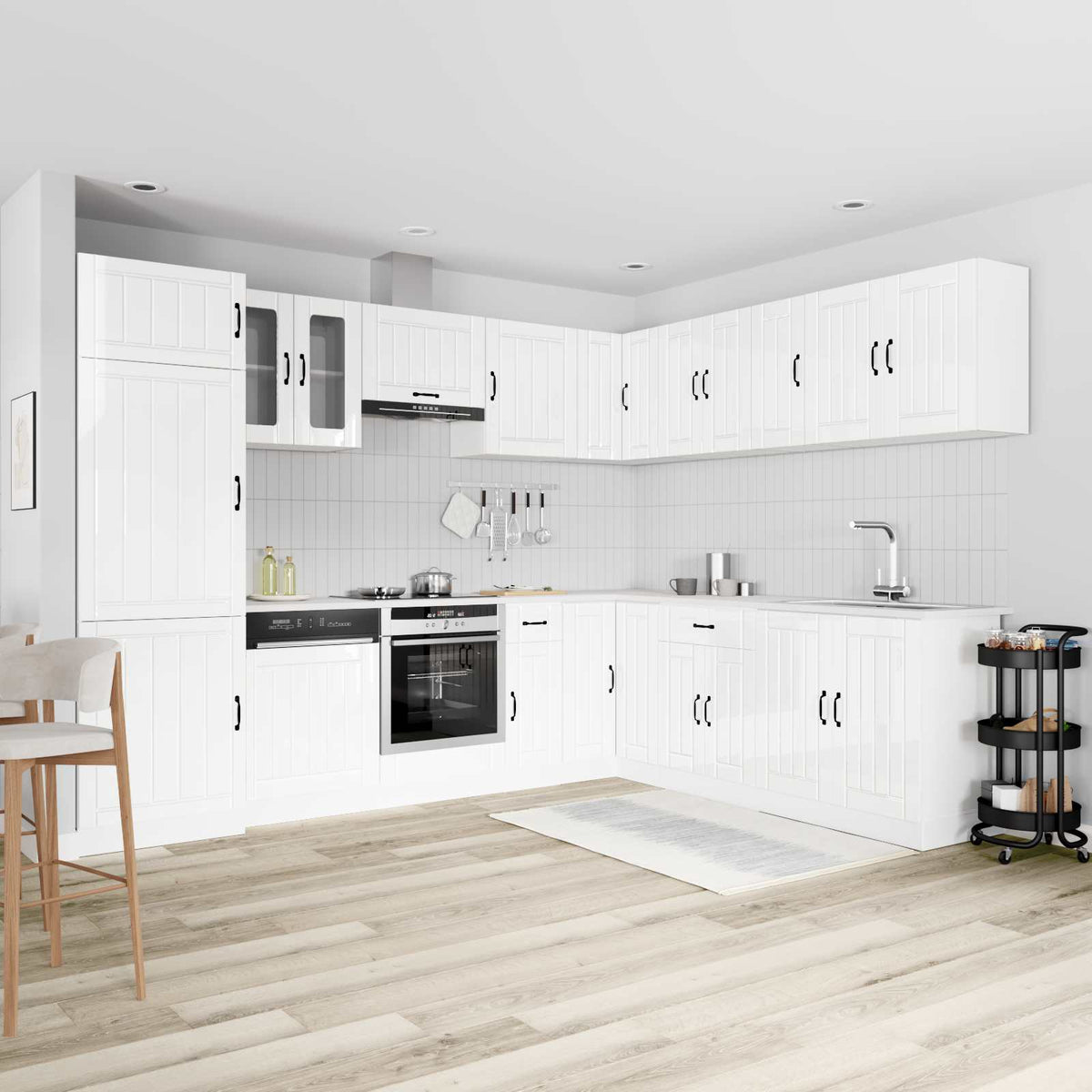 vidaXL 14 Piece Kitchen Cabinet Set "Lucca" Gloss White Engineered Wood