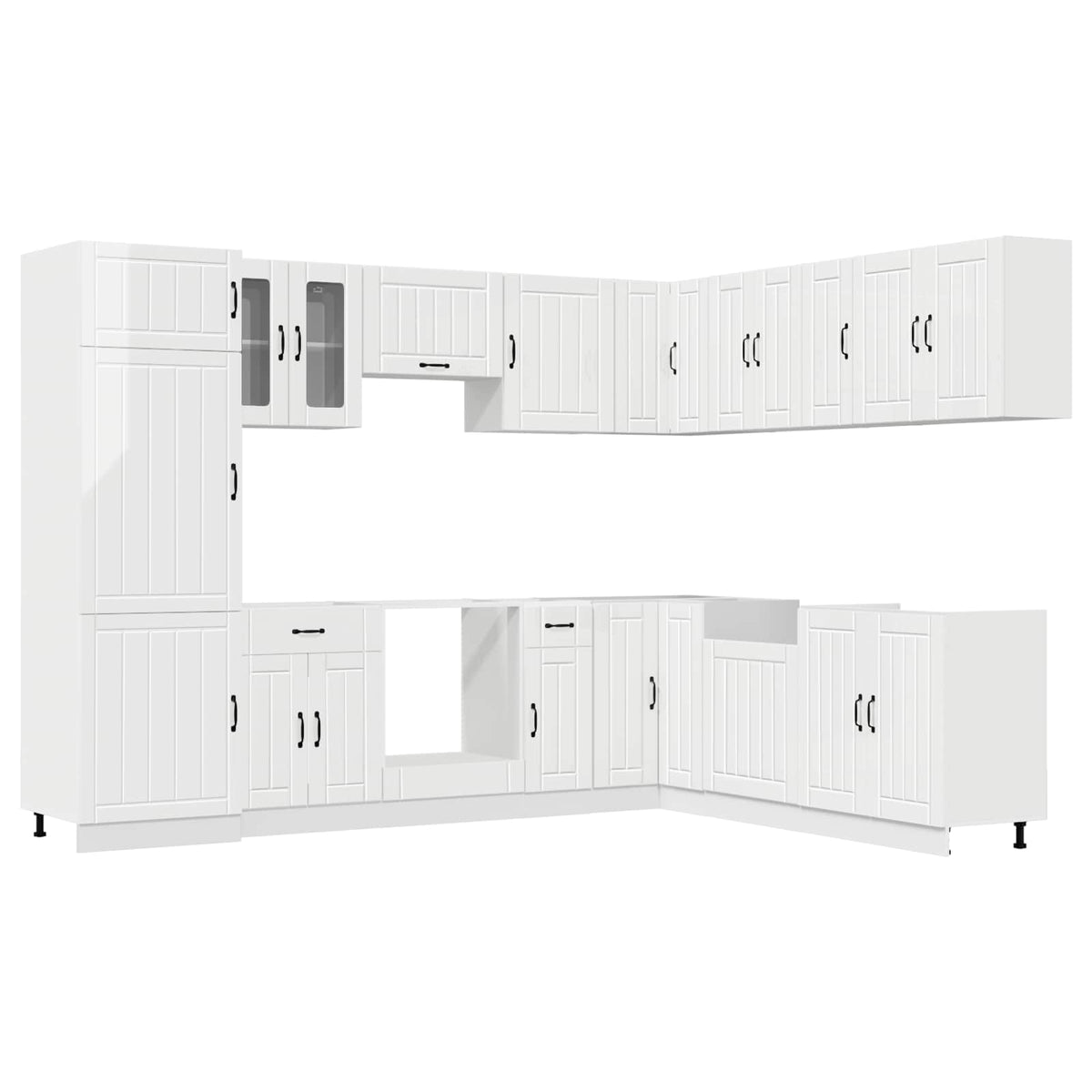 vidaXL 14 Piece Kitchen Cabinet Set "Lucca" Gloss White Engineered Wood