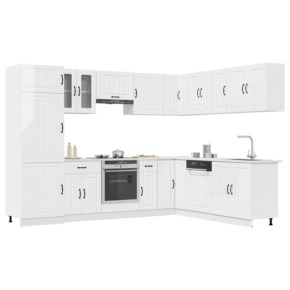 vidaXL 14 Piece Kitchen Cabinet Set "Lucca" Gloss White Engineered Wood