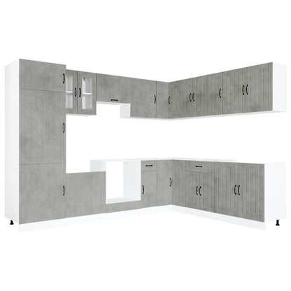 vidaXL 14 Piece Kitchen Cabinet Set Lucca Concrete Grey Engineered Wood