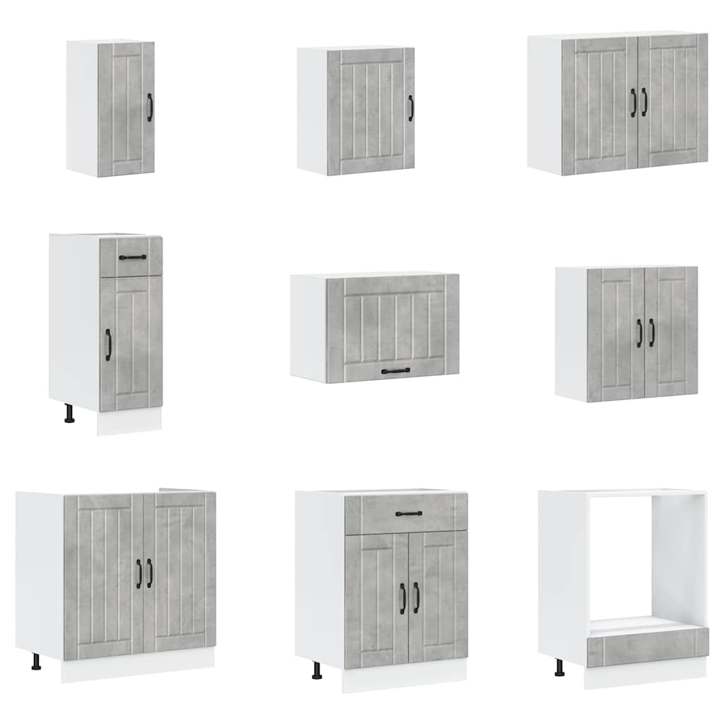 vidaXL 14 Piece Kitchen Cabinet Set "Lucca" Concrete Grey