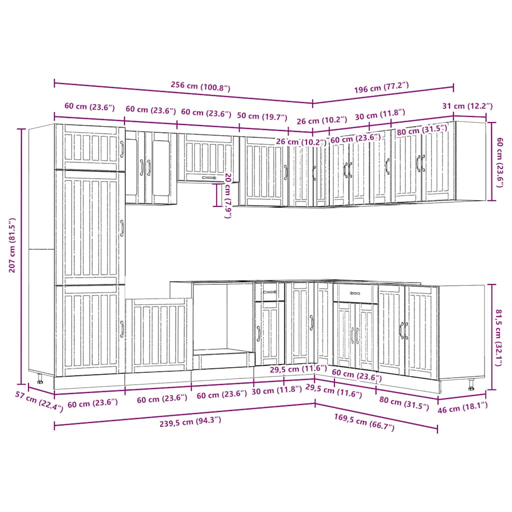 vidaXL 14 Piece Kitchen Cabinet Set Lucca Concrete Grey Engineered Wood