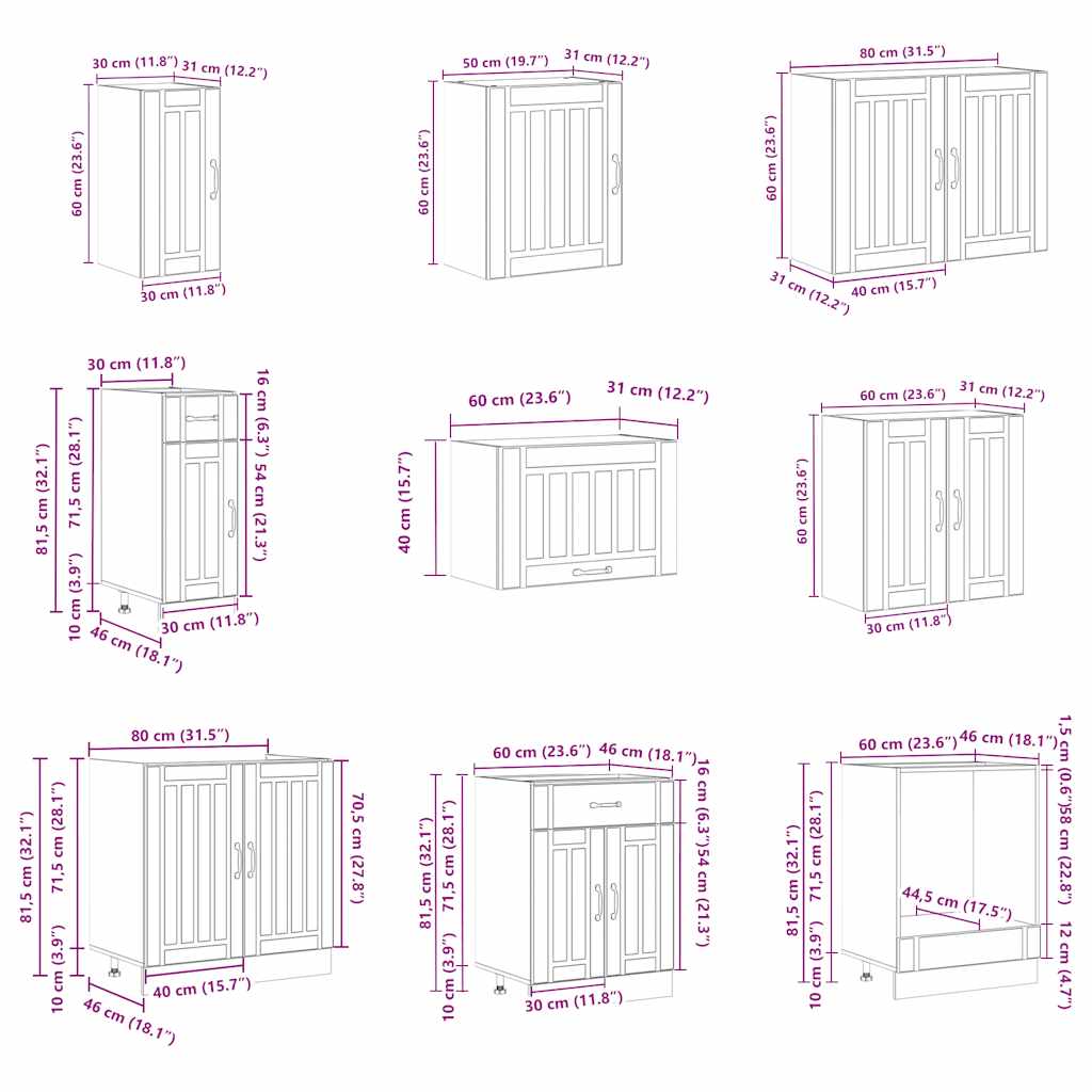 vidaXL 14 Piece Kitchen Cabinet Set Lucca Concrete Grey Engineered Wood