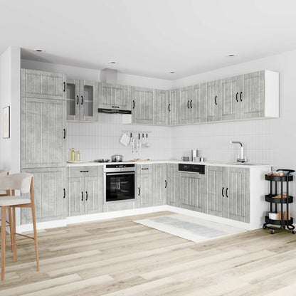 vidaXL 14 Piece Kitchen Cabinet Set "Lucca" Concrete Grey