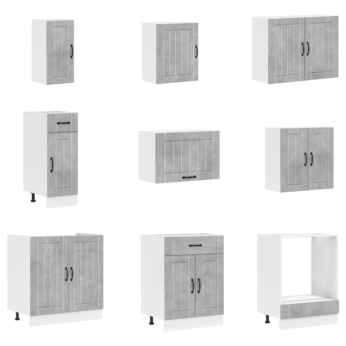 vidaXL 14 Piece Kitchen Cabinet Set "Lucca" Concrete Grey