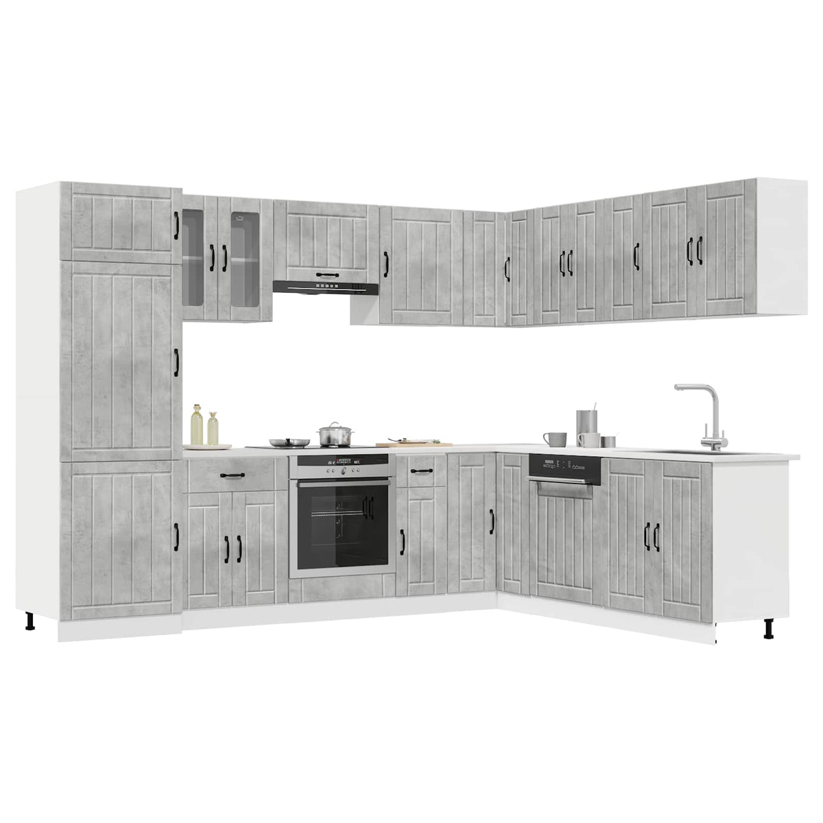vidaXL 14 Piece Kitchen Cabinet Set "Lucca" Concrete Grey