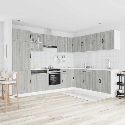 vidaXL 14 Piece Kitchen Cabinet Set Lucca Grey Sonoma Engineered Wood