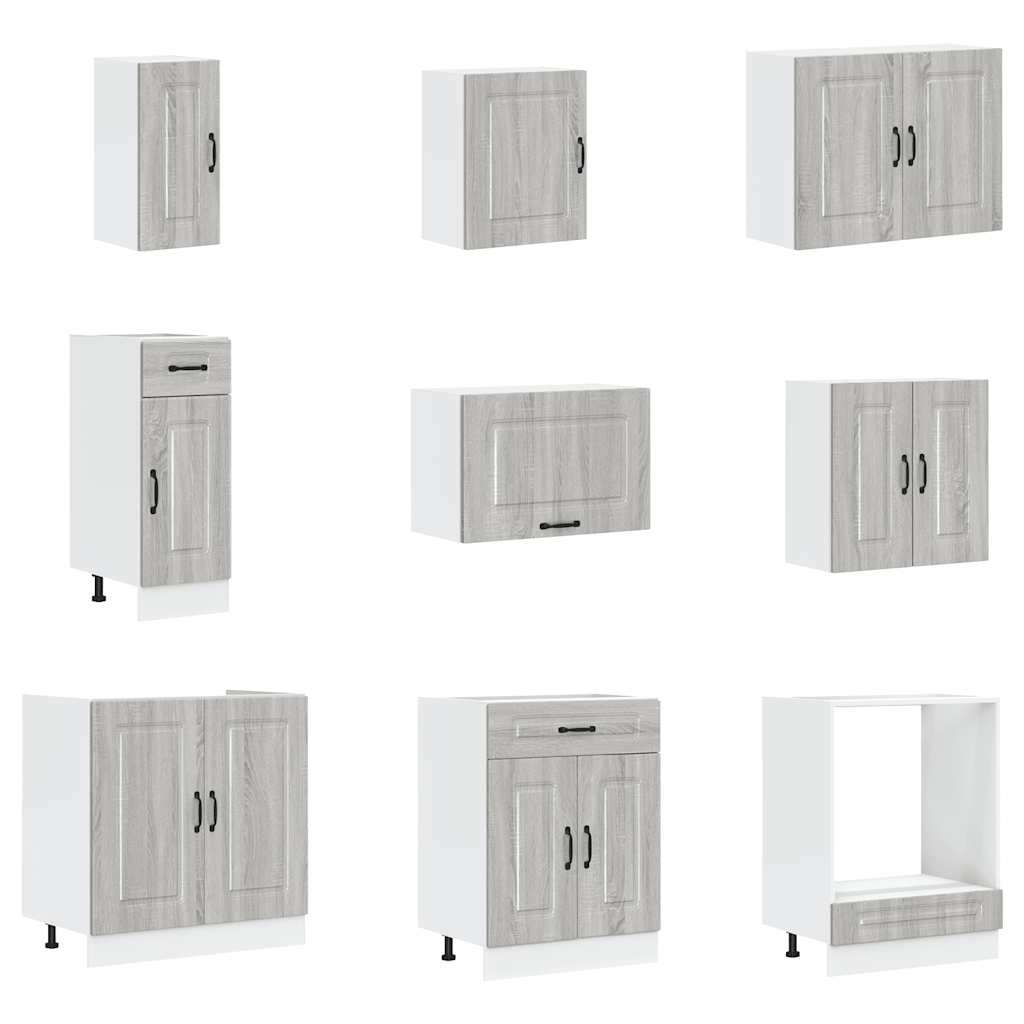 vidaXL 14 Piece Kitchen Cabinet Set Lucca Grey Sonoma Engineered Wood
