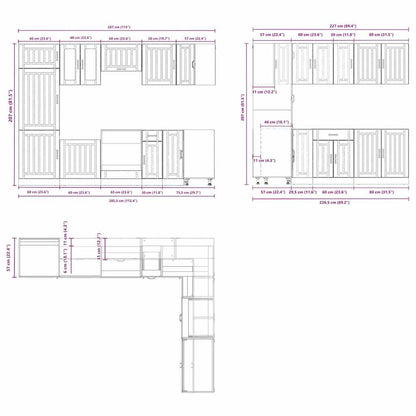vidaXL 14 Piece Kitchen Cabinet Set Lucca Grey Sonoma Engineered Wood
