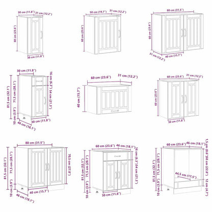 vidaXL 14 Piece Kitchen Cabinet Set Lucca Grey Sonoma Engineered Wood