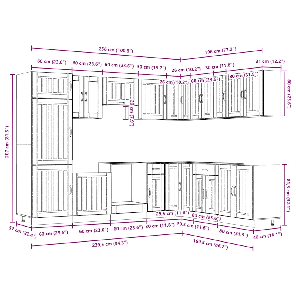 vidaXL 14 Piece Kitchen Cabinet Set Lucca Old Wood Engineered Wood