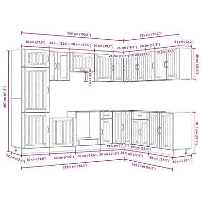vidaXL 14 Piece Kitchen Cabinet Set Lucca Old Wood Engineered Wood