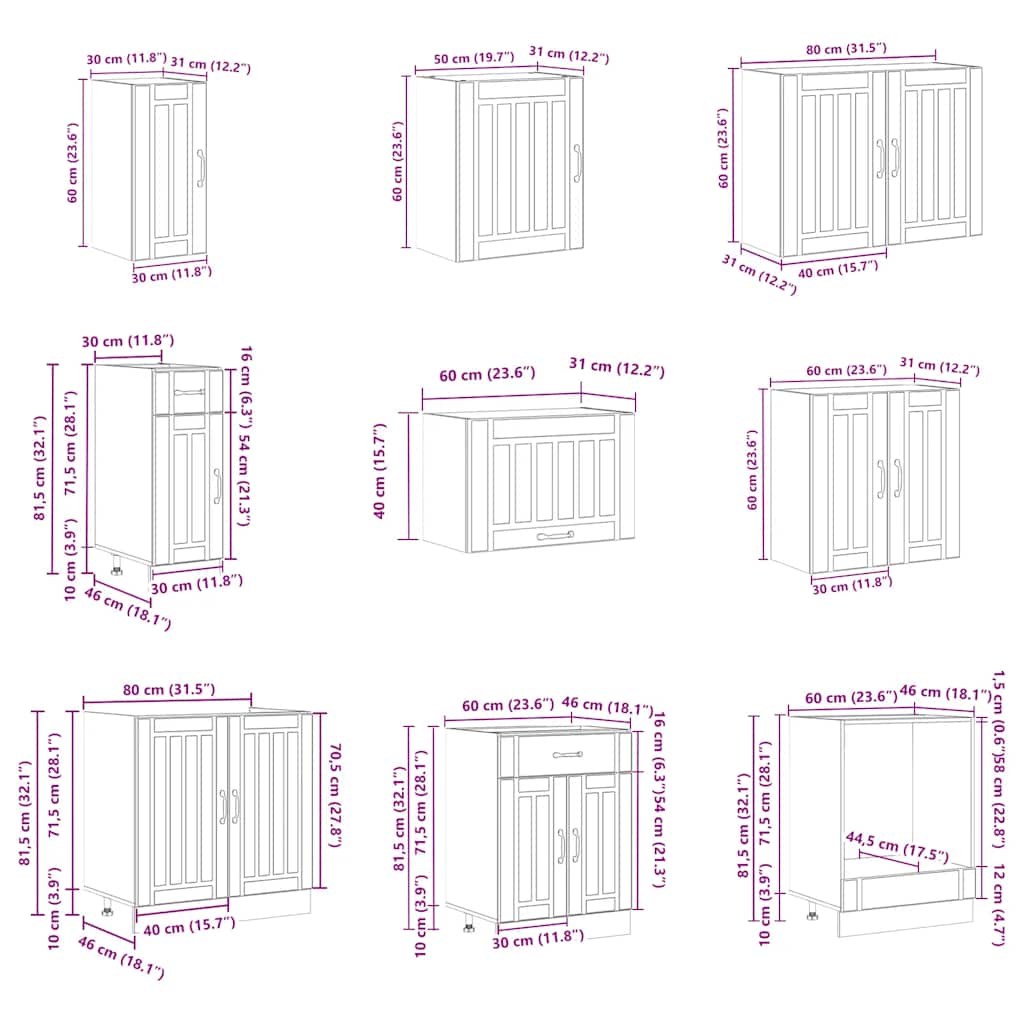 vidaXL 14 Piece Kitchen Cabinet Set Lucca Old Wood Engineered Wood