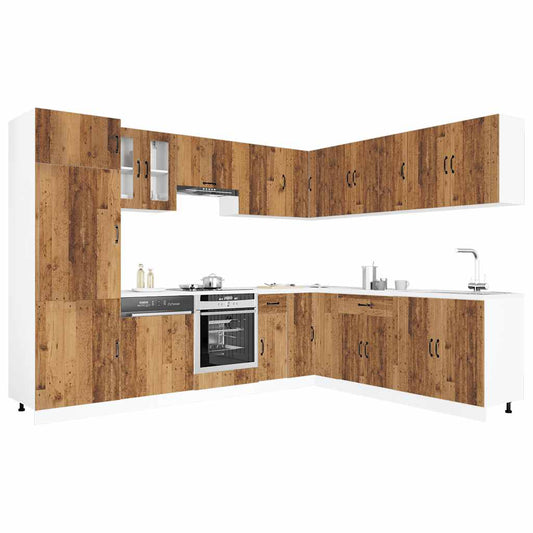 vidaXL 14 Piece Kitchen Cabinet Set Lucca Old Wood Engineered Wood