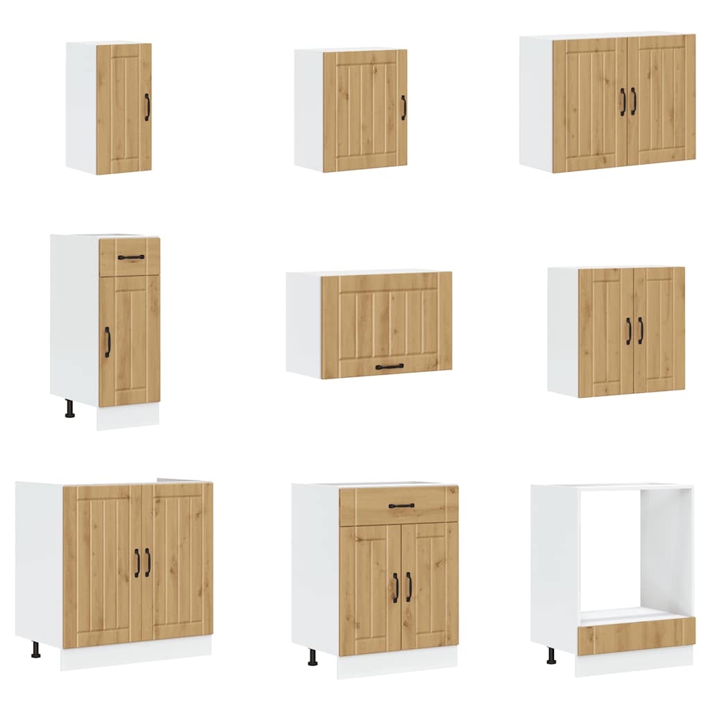 vidaXL 14 Piece Kitchen Cabinet Set Lucca Artisan Oak Engineered Wood