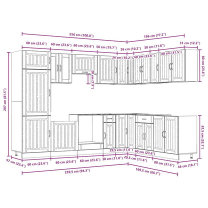 vidaXL 14 Piece Kitchen Cabinet Set Lucca Artisan Oak Engineered Wood