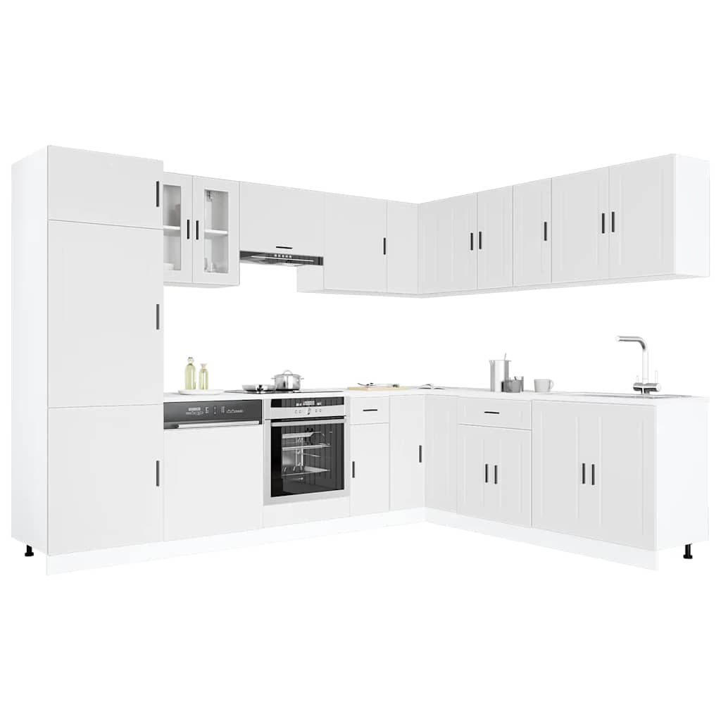 vidaXL 14 Piece Kitchen Cabinet Set Porto White Engineered Wood