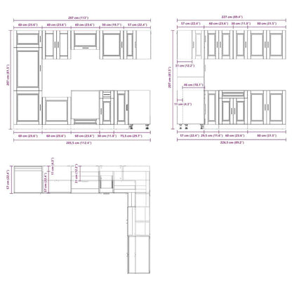 vidaXL 14 Piece Kitchen Cabinet Set Porto Black Engineered Wood