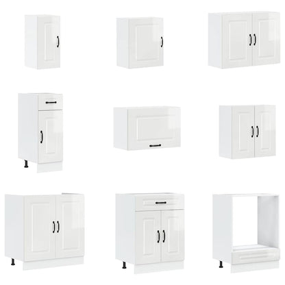 vidaXL 14 Piece Kitchen Cabinet Set Porto Gloss White Engineered Wood