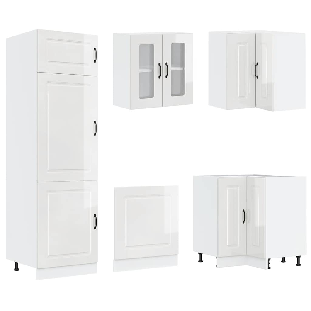 vidaXL 14 Piece Kitchen Cabinet Set Porto Gloss White Engineered Wood