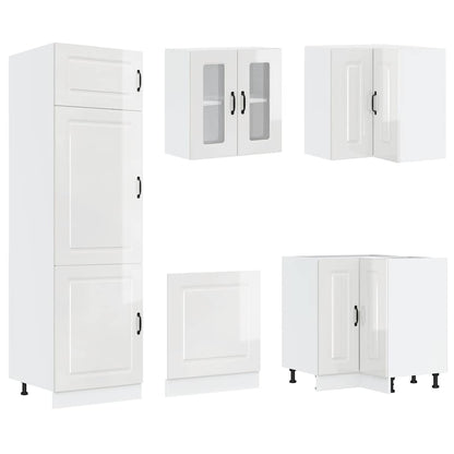 vidaXL 14 Piece Kitchen Cabinet Set Porto Gloss White Engineered Wood