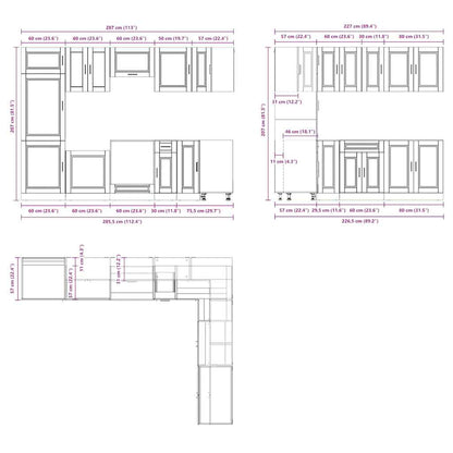 vidaXL 14 Piece Kitchen Cabinet Set Porto Gloss White Engineered Wood