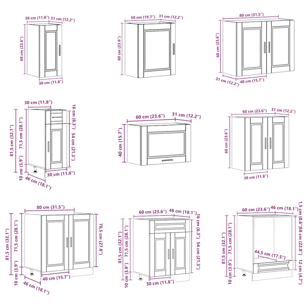 vidaXL 14 Piece Kitchen Cabinet Set Porto Gloss White Engineered Wood