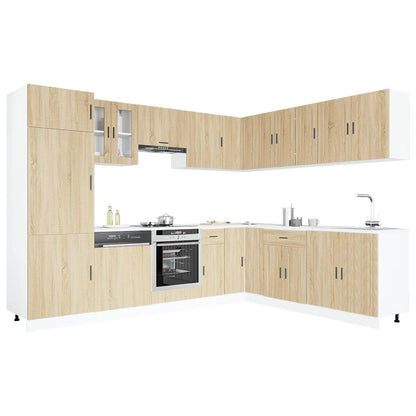 vidaXL 14 Piece Kitchen Cabinet Set Porto Sonoma Oak Engineered Wood
