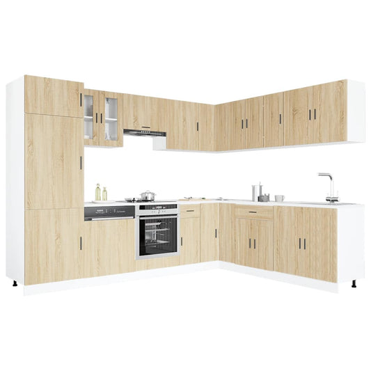 vidaXL 14 Piece Kitchen Cabinet Set Porto Sonoma Oak Engineered Wood