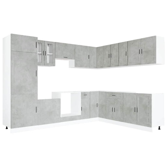 vidaXL 14 Piece Kitchen Cabinet Set Porto Concrete Grey Engineered Wood