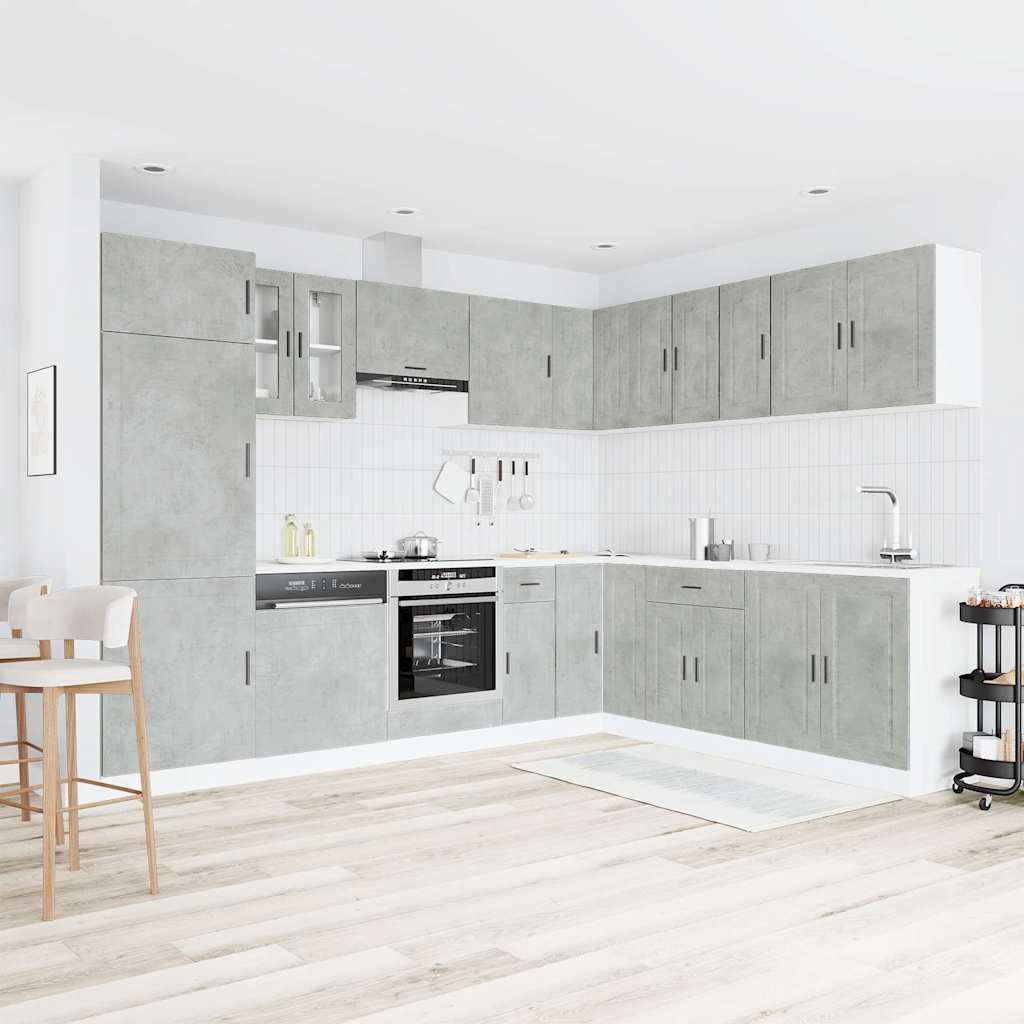 vidaXL 14 Piece Kitchen Cabinet Set Porto Concrete Grey Engineered Wood