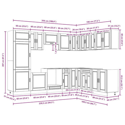 vidaXL 14 Piece Kitchen Cabinet Set Porto Concrete Grey Engineered Wood