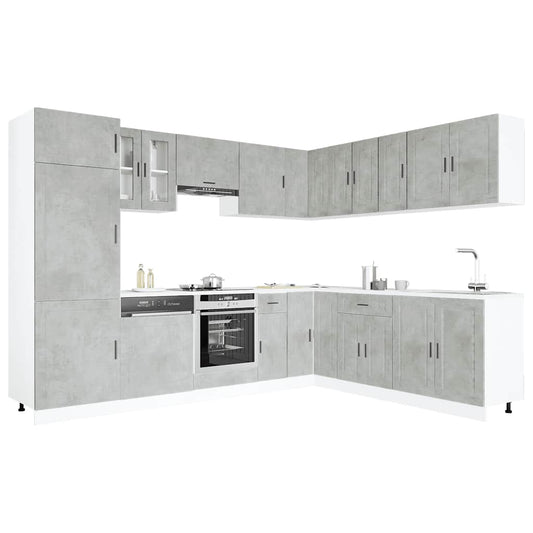 vidaXL 14 Piece Kitchen Cabinet Set Porto Concrete Grey Engineered Wood