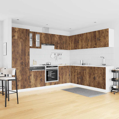 vidaXL 14 Piece Kitchen Cabinet Set Porto Smoked Oak Engineered Wood