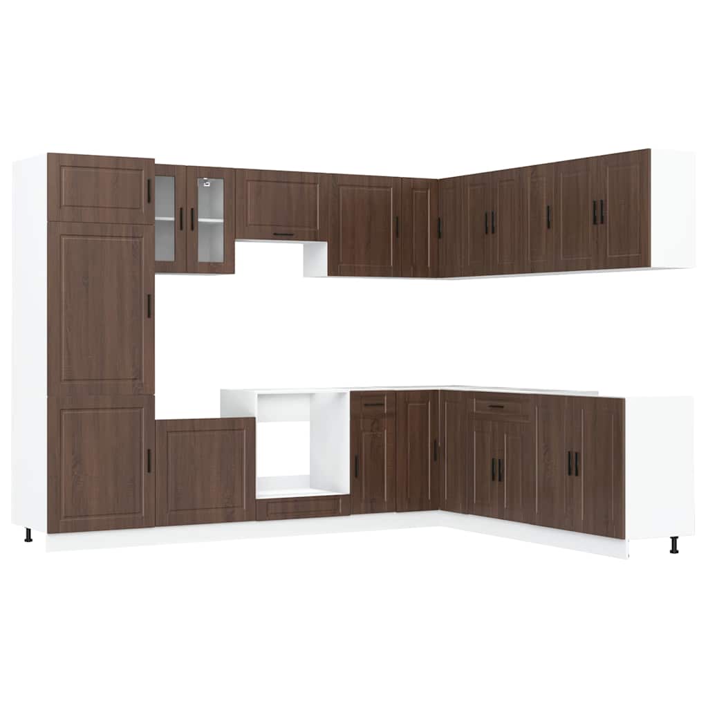 vidaXL 14 Piece Kitchen Cabinet Set Porto Brown Oak Engineered Wood
