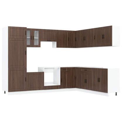 vidaXL 14 Piece Kitchen Cabinet Set Porto Brown Oak Engineered Wood